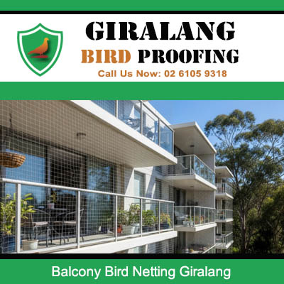 Professional balcony bird netting protecting residential building balconies in Giralang ACT